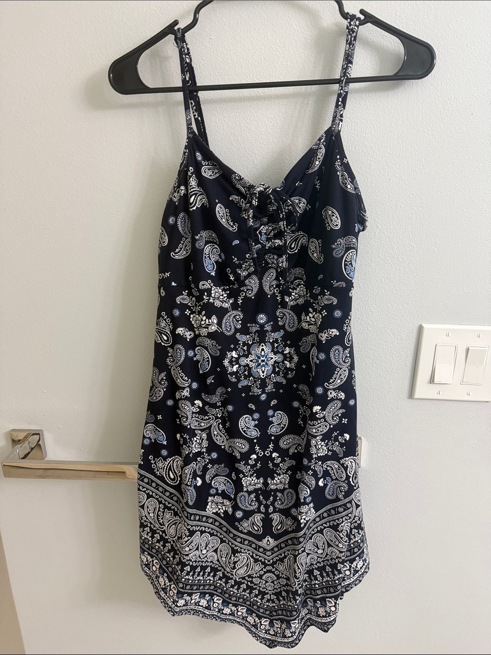 Navy Paisley Spaghetti-Strap Sundress